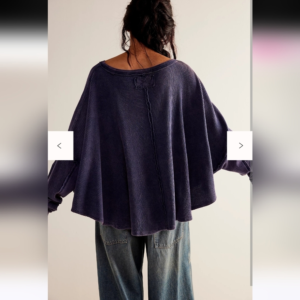 #256. NWT Free People We The Free Microphone Drop Thermal In Navy/marin - Picture 2 of 7